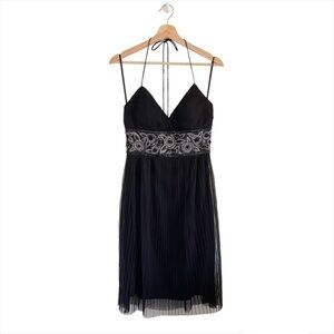 Sue Wong Nocturne Vintage 90s Embroidered Bead Detail Fairy Goth Halter Dress 6